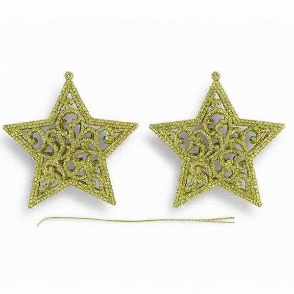 Игрушки новогодние на елку ЗВЕЗДЫ набор 2шт 12*12см пластик золото OSHR20-462/JC-16549 (1200)