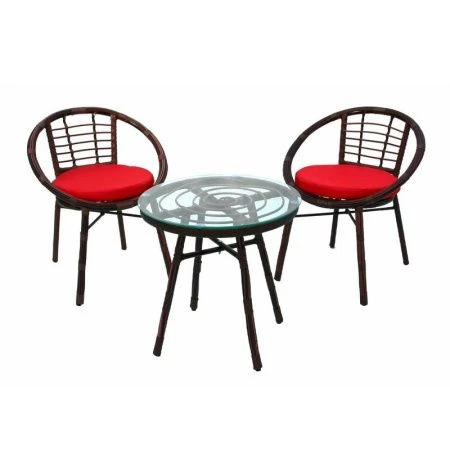 Набор мебели иск.ротанг Амальфи (2 кресла+2 подушки+стол 60см) коричневый,красный, арт. SR003 (1)