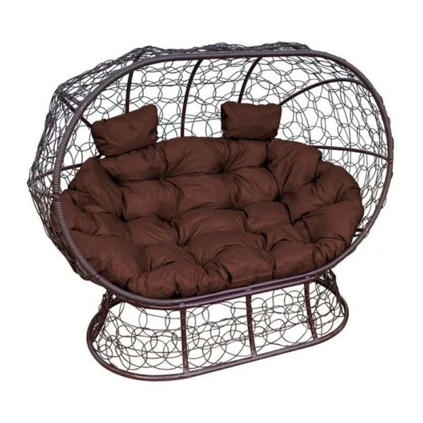 Диван на подставке Лежебока с ротангом 95*113*176см металл корич,коричневая подушка (max нагр.200кг)