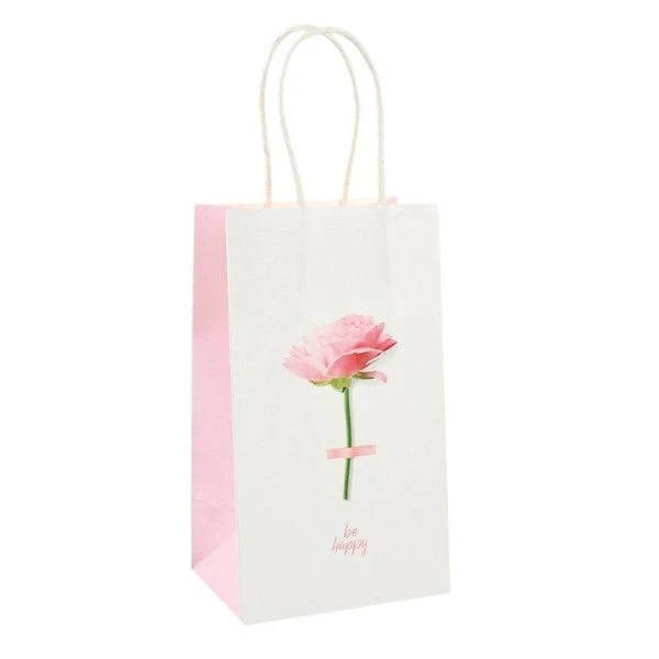 Пакет подарочный крафт 12*21*9см Be happy