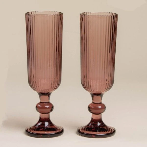 Бокалы для шампанского набор 2шт 150мл стекло МОДЕРН розовый 18,5*5,5см Бокалы для шампанского набор 2шт 150мл стекло МОДЕРН розовый 18,5*5,5см