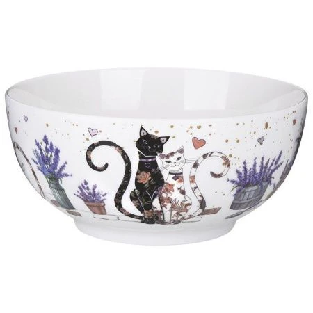 Салатник 730мл 15*7см фарфор ЛАВАНДОВЫЕ КОТЫ (36)