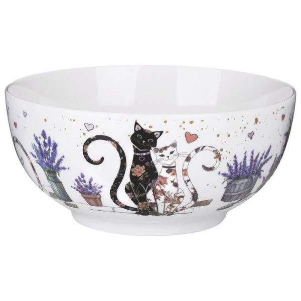 Салатник 730мл 15*7см фарфор ЛАВАНДОВЫЕ КОТЫ (36)