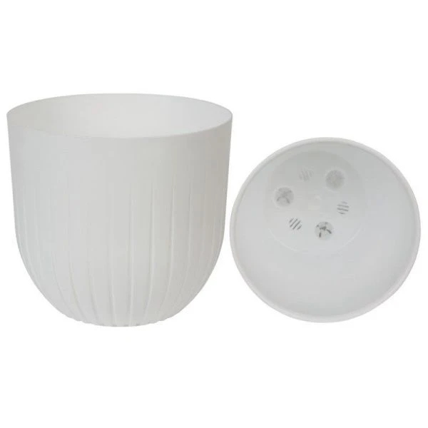 Горшок цветочный 4л 19*19см пластик АЛЬФА с вкладкой белый (8)