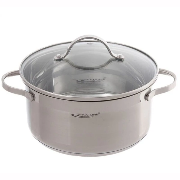 Кастрюля 4,2л нерж.сталь АЛЬТА стекл.крышка d22см толщина стенок 0,5мм индукция KTSET-005-40 (4)