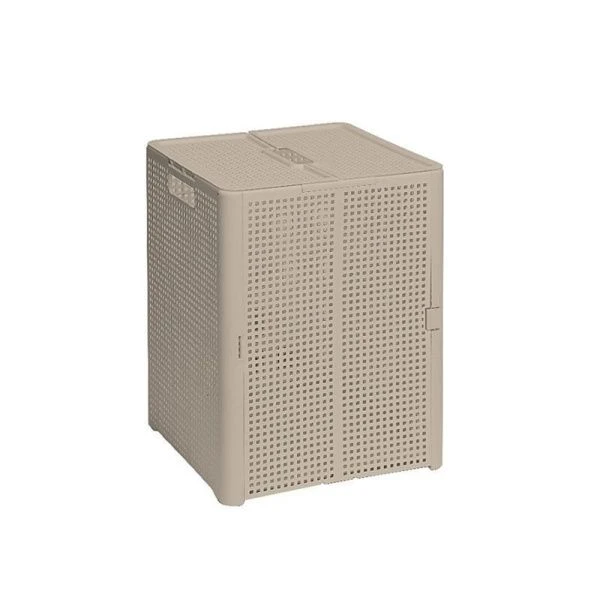 Корзина для хранения 50л 340*335*450мм пластик ЛОФТ латте с крышкой складная (6)