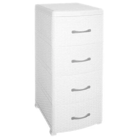 Комод 4-х секционный 94*38*48см пластик РОТАНГ белый (1)