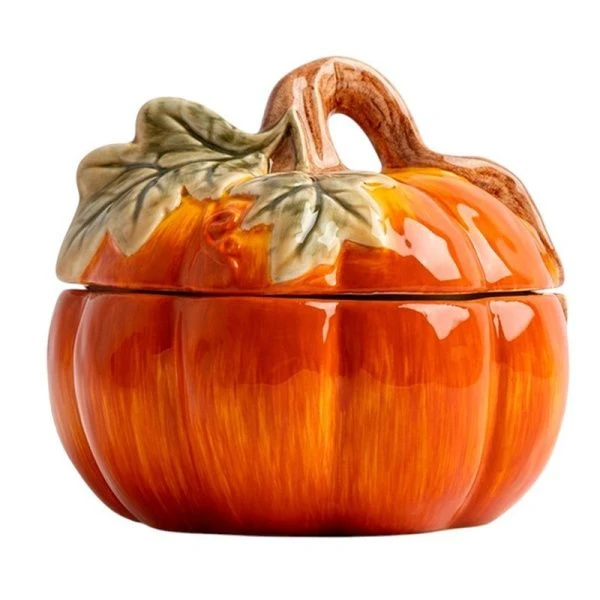 Емкость для хранения 520мл 13*12см керамика Тыква оранжево-зеленая ANLAF-FDWS-031224-7