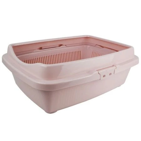 Туалет для кошек бол. полная комп. 325*430*155мм пластик пепельно-розовый 235 (18)