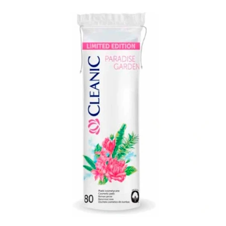 Ватные диски CLEANIC Paradise Garden 80шт.  с веревочкой в п/э пакете (35)