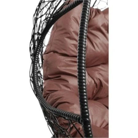 Кресло подвесное Для двоих с ротангом 120*125*190см металл коричневое коричневая подушка (max нагр. 160кг)