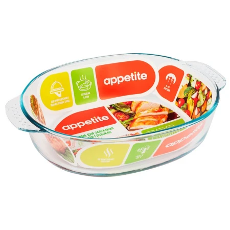 Форма для запекания 3,5л стекло овальная глубокая с ручками 34*25*8,5см ТМ Appetite (6)