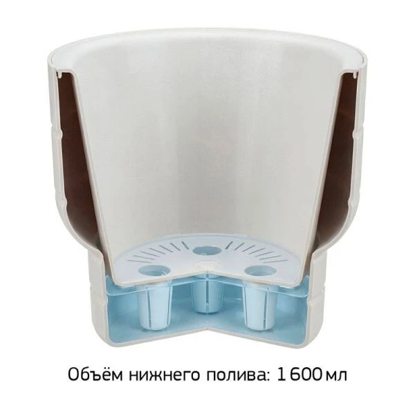 Кашпо 7,8л 280мм пластик КАРЕ со вставкой кремовый (1)