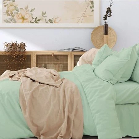 КПБ 2сп поплин 100%хлопок Butterfly с евро (пр.215*240, под.175*215, нав.70*70*2) рис. Зеленый чай