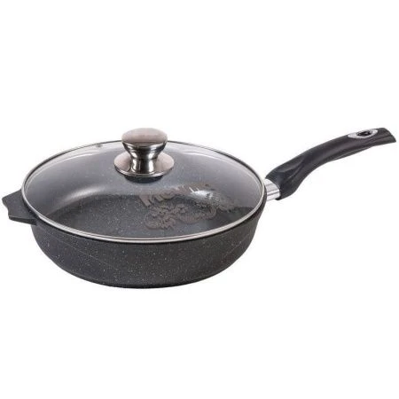 Сковорода 30см алюминий АП ГРАНИТ стекл.крышка с несъемной ручкой (4)