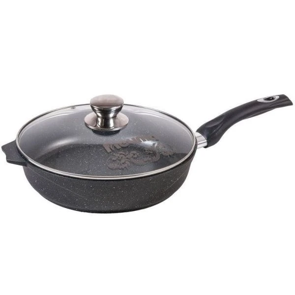 Сковорода 30см алюминий АП ГРАНИТ стекл.крышка с несъемной ручкой (4)