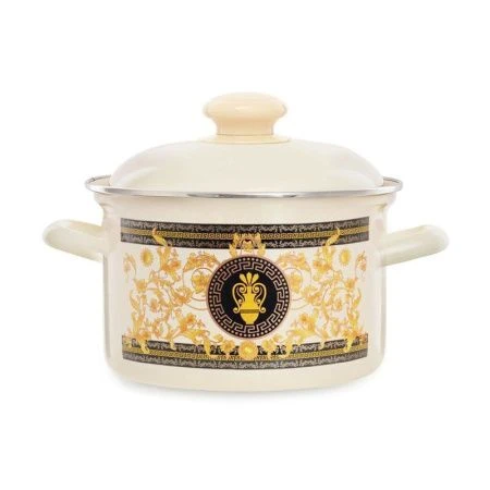 Кастрюля 3л эмаль ГРЕЧЕСКИЙ УЗОР цилиндрическая (4)