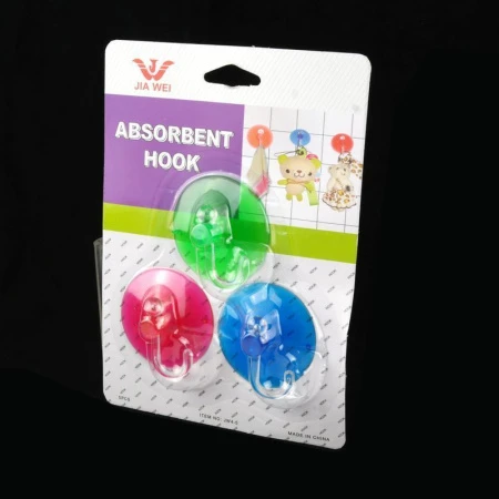 яяяНабор крючков 3шт. пластиковых на блистере d6см микс JC-1676 (288)