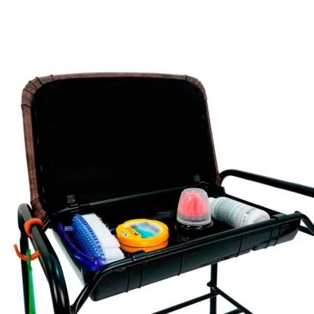 Полка для обуви 3 секции 89*30*48см металл АЛЬФА 33 каркас, сиденье с ящиком коричневый (1)