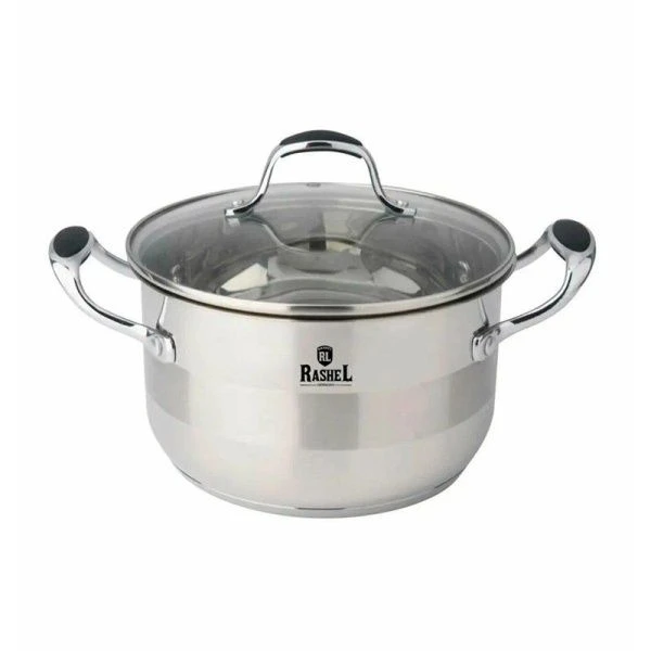 Кастрюля 6л нерж.сталь СИЛЬВЕР со стекл.крышкой 24*13,5см, индукция (4)