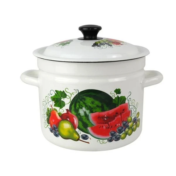 Кастрюля 6л эмаль ВОСТОЧНЫЕ ДАРЫ белая с рис. цилиндрическая борт. 41804-182/6-У (4)