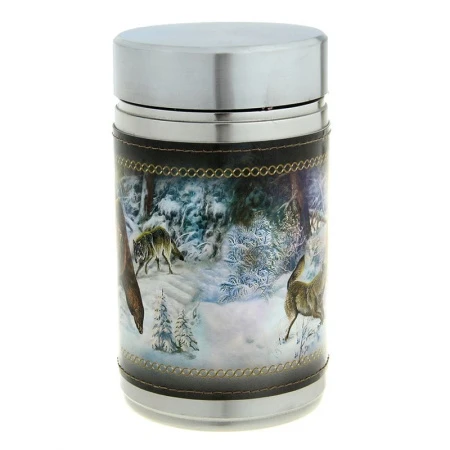 Кружка с ситечком 350мл нерж.сталь ОХОТА НА МЕДВЕДЯ (50)