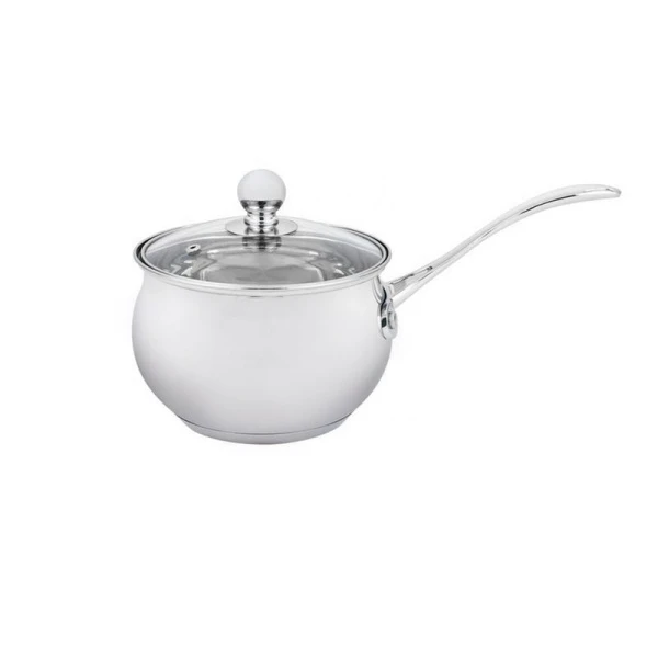 Ковш 2,1л нерж.сталь Apple стекл.крышка 16см WR-1287 Premium (12)