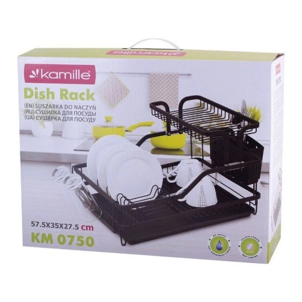 Сушилка для посуды с поддоном 57,5*35*27,5см алюминий черная арт.0750 (6)