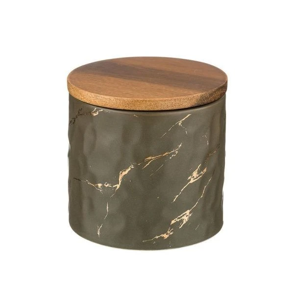 Банка для сыпучих продуктов 11,5*11см фарфор Золотой мрамор серый (36)