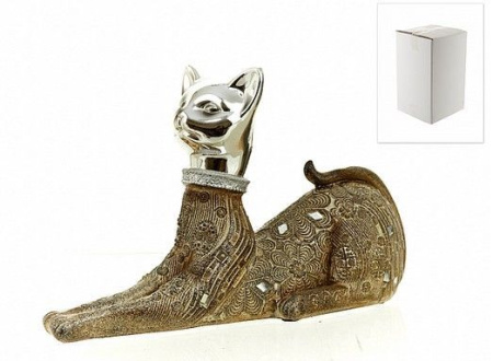 яяяФигурка Кошка 25,5*7*15,5см (полистоун) (с декоративными стразами) (белая упаковка)