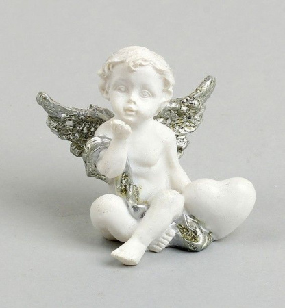 яяяФигурка Ангелок с сердцем с серебряными крыльями, МИКС, 5х3,5х5см 906867