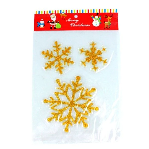 Наклейка новогодняя на окно СНЕЖИНКИ набор 3шт 13,5/8,5/7,5см силикон микс JC-16570 (600) Наклейка новогодняя на окно СНЕЖИНКИ набор 3шт 13,5/8,5/7,5см силикон микс JC-16570 (600)