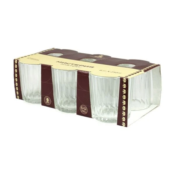 Стаканы набор 6шт 250мл стекло МИСТЕРИЯ низкие (4) Стаканы набор 6шт 250мл стекло МИСТЕРИЯ низкие (4)