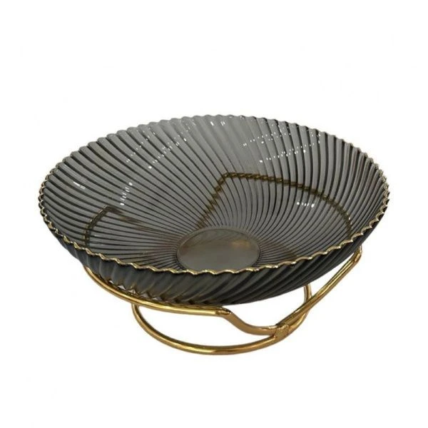 Фруктовница 23,5*6,5см стекло серая на мет.подставке (12) Фруктовница 23,5*6,5см стекло серая на мет.подставке (12)