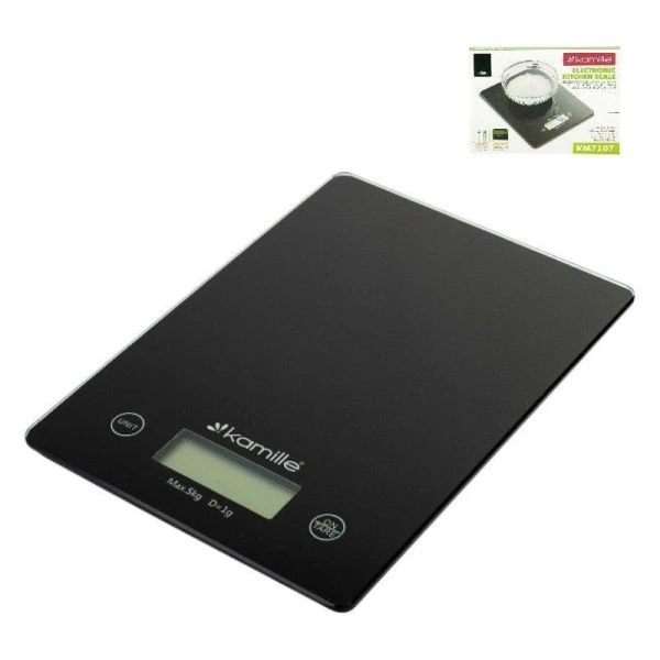 Весы кухонные электронные 5кг стекло LCD-дисплей, дискр.1гр 20*14,5*2см черные (24) Весы кухонные электронные 5кг стекло LCD-дисплей, дискр.1гр 20*14,5*2см черные (24)