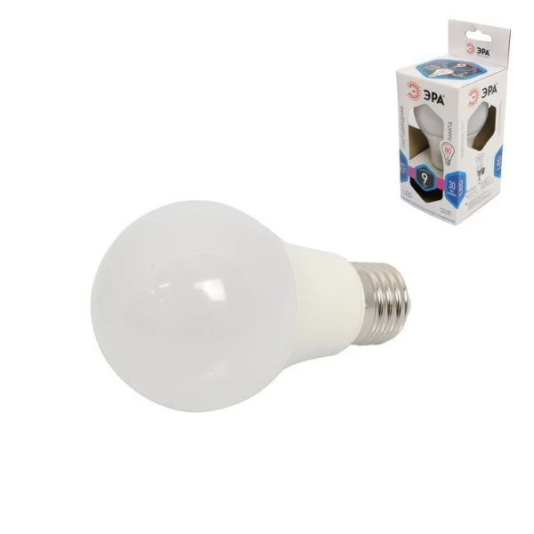 Лампа светодиодная стекло ЭРА LED smd A60-9w-840-E27 4000К (белый свет) Лампа светодиодная стекло ЭРА LED smd A60-9w-840-E27 4000К (белый свет)