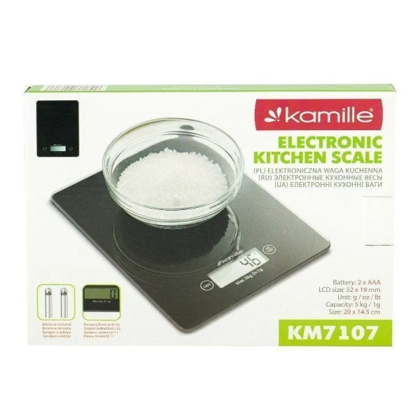 Весы кухонные электронные 5кг стекло LCD-дисплей, дискр.1гр 20*14,5*2см черные (24) Весы кухонные электронные 5кг стекло LCD-дисплей, дискр.1гр 20*14,5*2см черные (24)