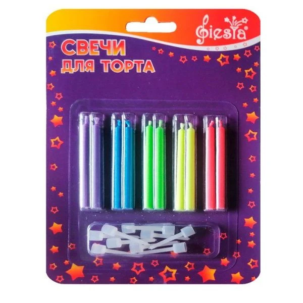 Набор свечей для торта стеарин Цветное пламя 10шт. 5,5см (80) Набор свечей для торта стеарин Цветное пламя 10шт. 5,5см (80)