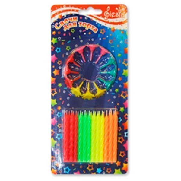 Набор свечей для торта стеарин Витые цветные 24шт. 6см арт. E24A (24) Набор свечей для торта стеарин Витые цветные 24шт. 6см арт. E24A (24)