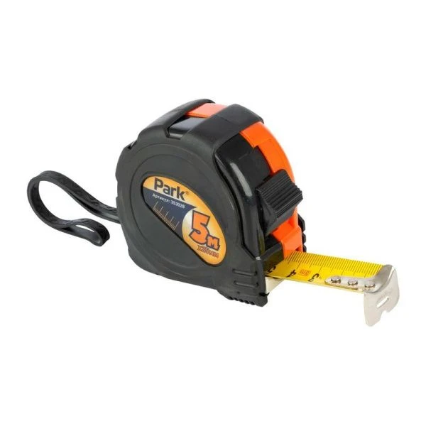 Рулетка металл/пластик 5м 25мм двухкомпон. обрезинен. корпус, фиксатор Park (72) Рулетка металл/пластик 5м 25мм двухкомпон. обрезинен. корпус, фиксатор Park (72)