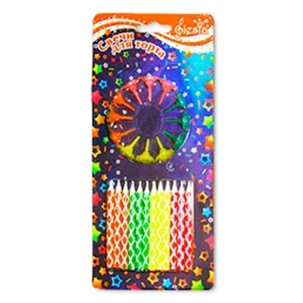 Набор свечей для торта стеарин Витые ромбики 24шт. 6см арт. E24B (24) Набор свечей для торта стеарин Витые ромбики 24шт. 6см арт. E24B (24)