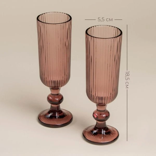 Бокалы для шампанского набор 2шт 150мл стекло МОДЕРН розовый 18,5*5,5см Бокалы для шампанского набор 2шт 150мл стекло МОДЕРН розовый 18,5*5,5см